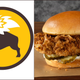 The Buffalo Wild Wings logo next to the chain's new fried chicken sandwich